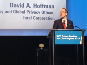 Intel CPO David Hoffman, CIPP/US, accepts the IAPP Vanguard Award.