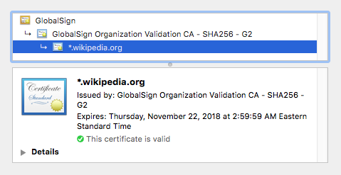 The HTTPS certificate for Wikipedia